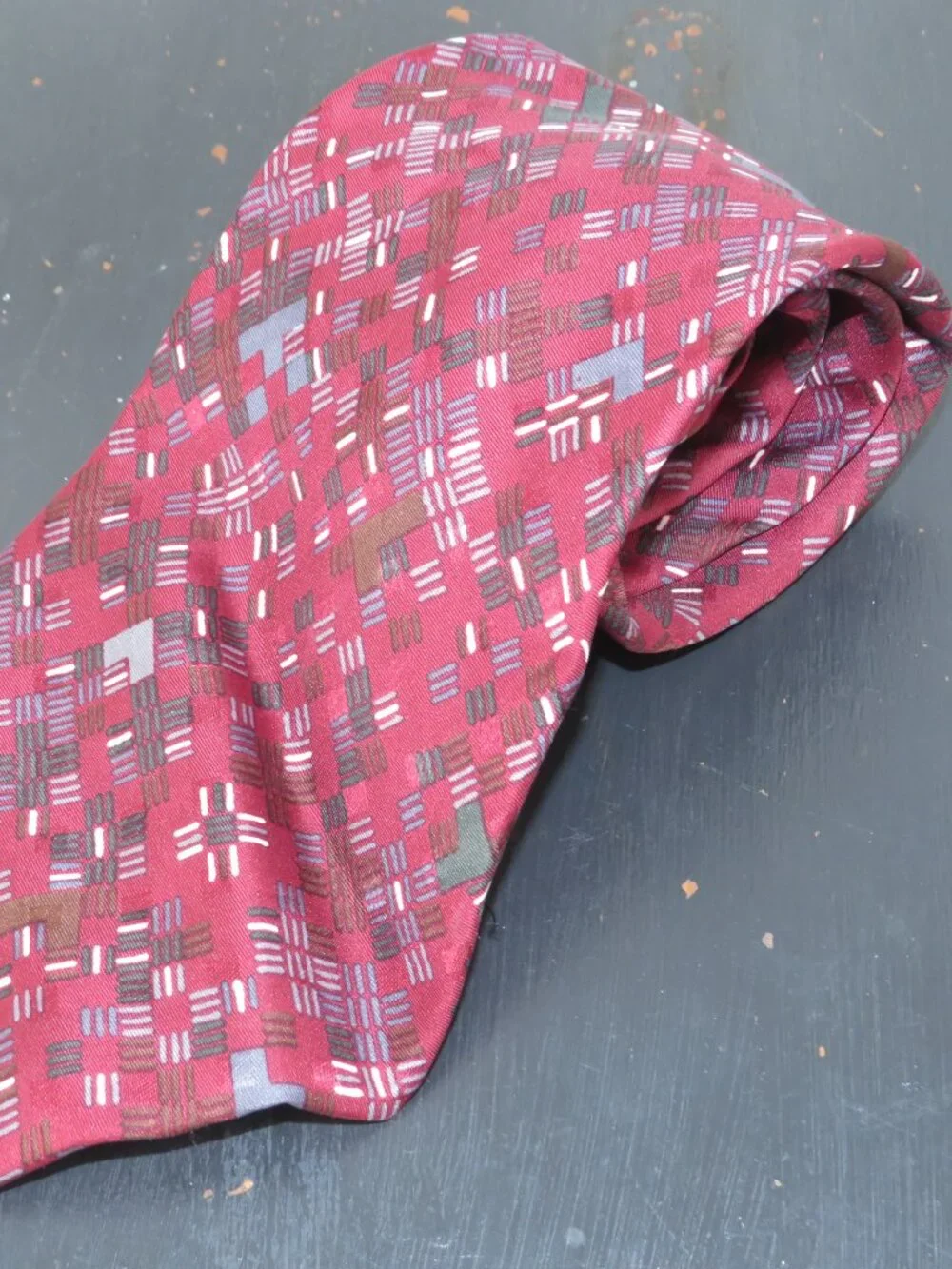 Christian Dior Monsieur Red Silk Tie Vintage Paris Pure Soie 4 Inch Width